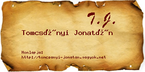 Tomcsányi Jonatán névjegykártya